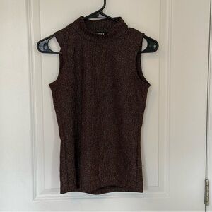 DKNY Burgundy Fitted Sleeveless Tank Top